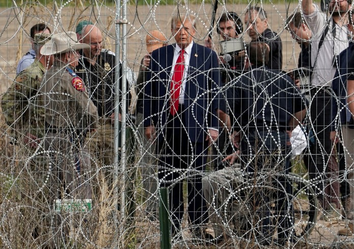 US Elected President Donald Trump visits the US-Mexico border at Eagle Pass, Texas,