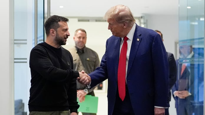 Donald Trump meets with Ukraine's President Volodymyr Zelenskyy