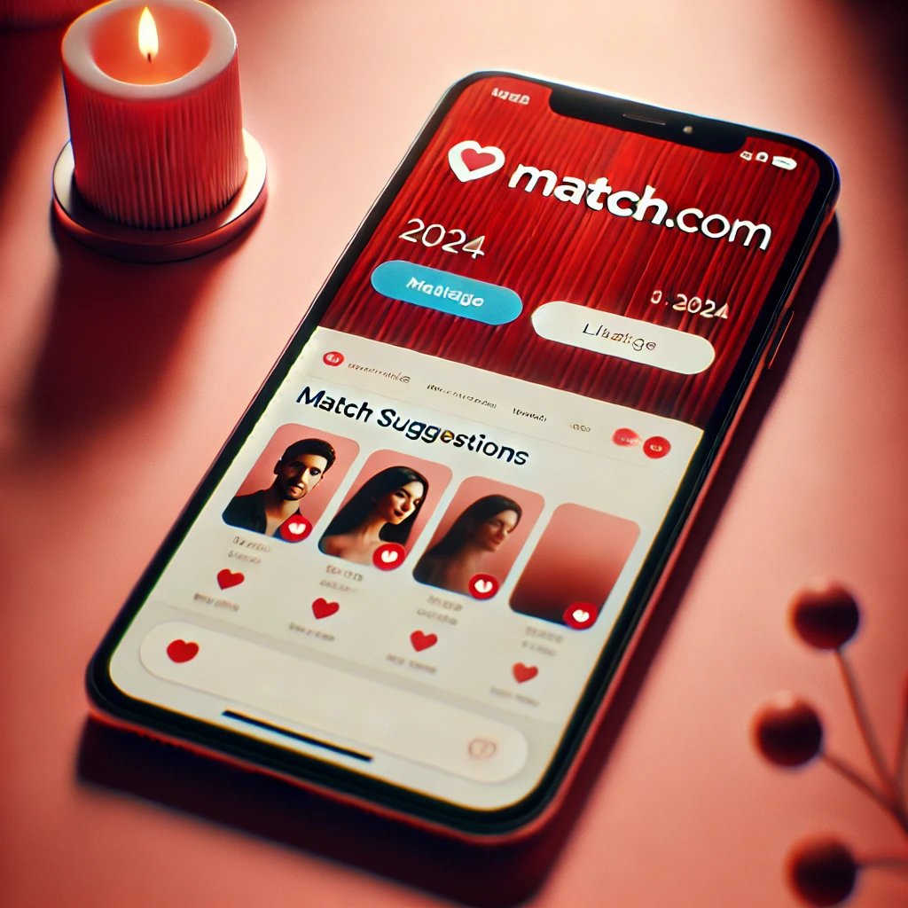 Match.com app, showcasing its polished interface and branding Match.com