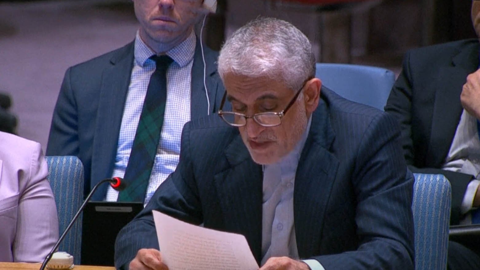 Iran’s UN envoy Saeed Iravani condemns France’s stance on Iran’s nuclear program and silence over Israel’s weapons at the United Nations.