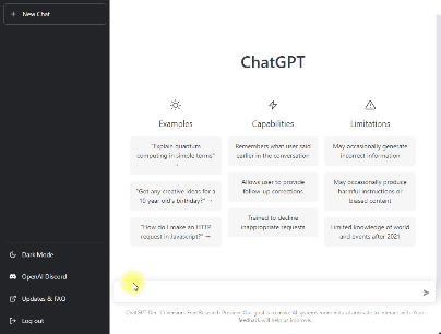 ChatGPT AI chatbot demo in action ChatGPT AI chatbot conversation demo generating text live