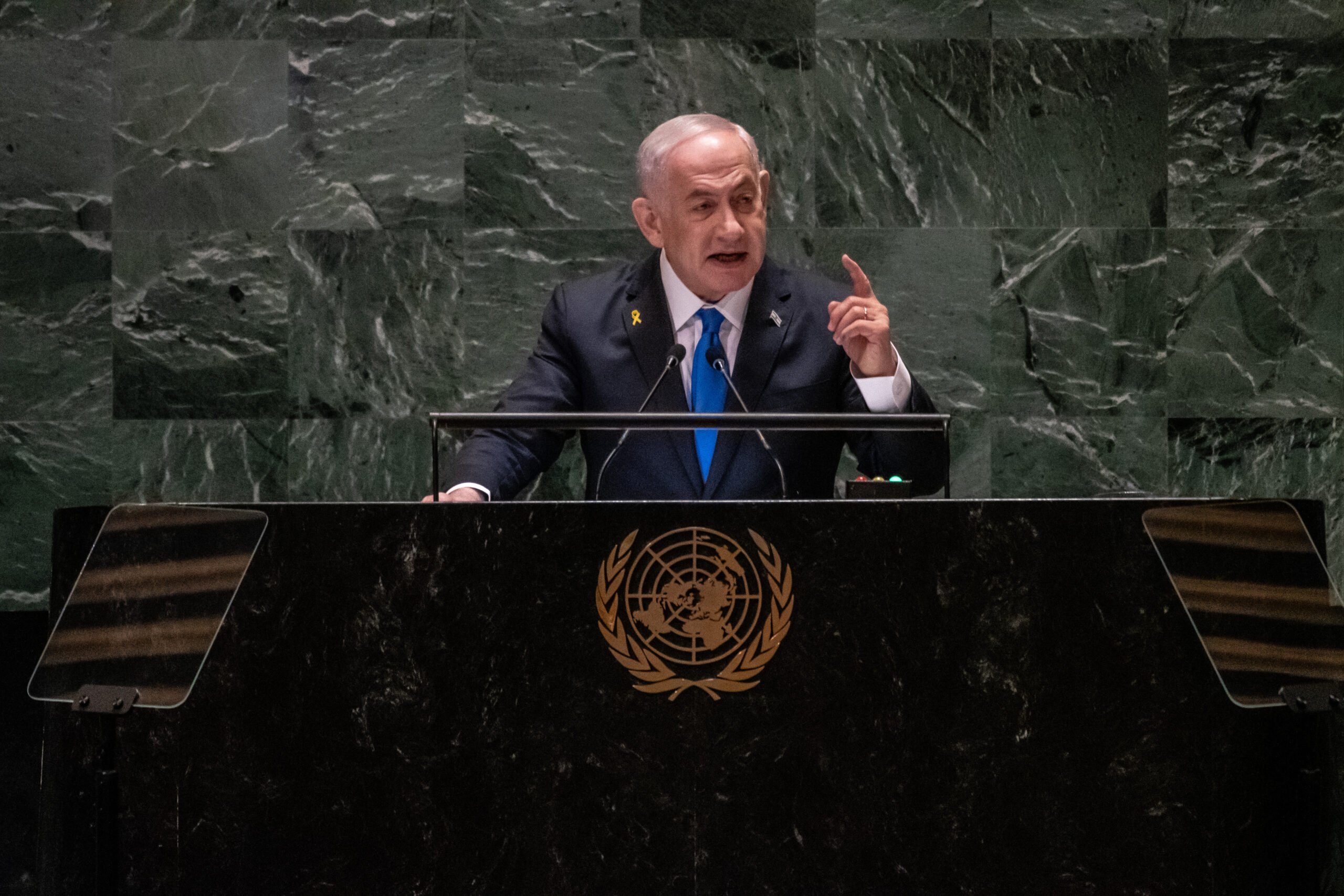 Netanyahu Rejects Palestinian State At UNGA Benjamin Netanyahu at the UN General Assembly rejecting a Palestinian state