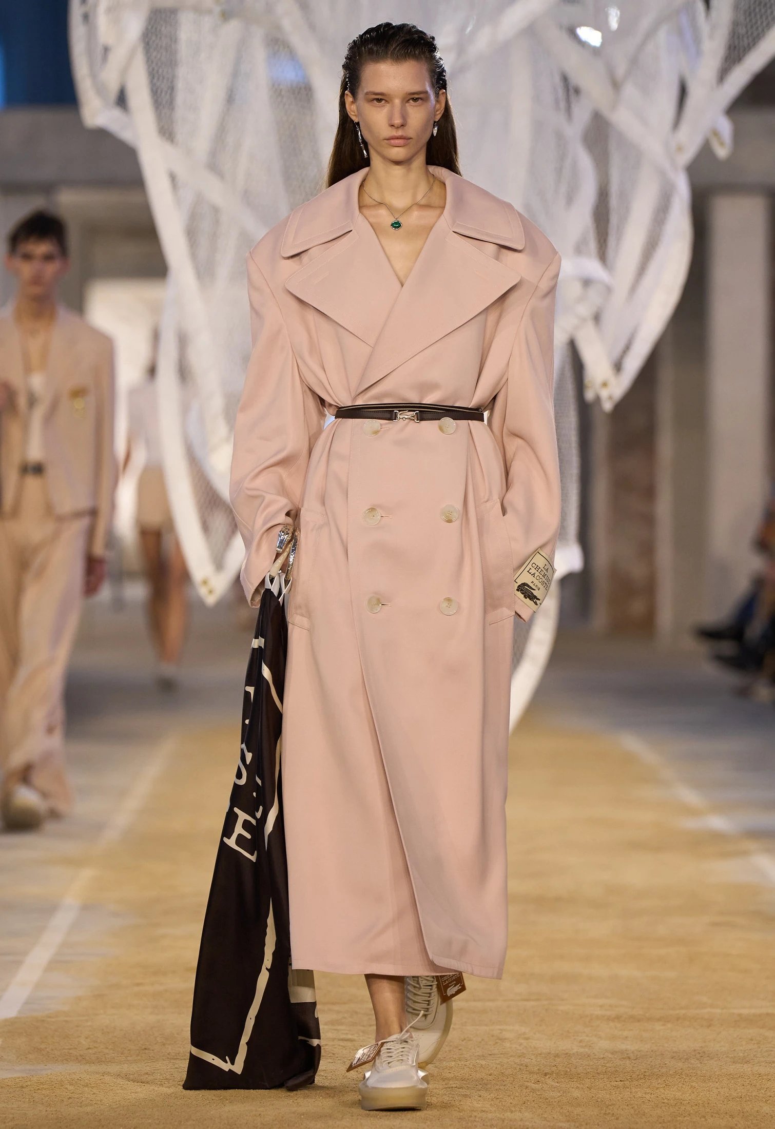 Cropped Trench And Remixed Check Cropped trench in remixed Burberry check with slim tailoring at London Fashion Week