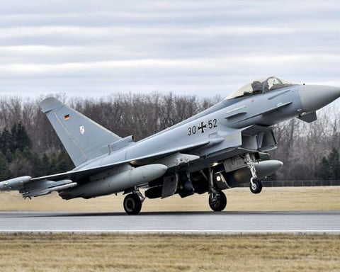 Eurofighter jets scramble over the Baltic Sea during NATO air policing on day 1306