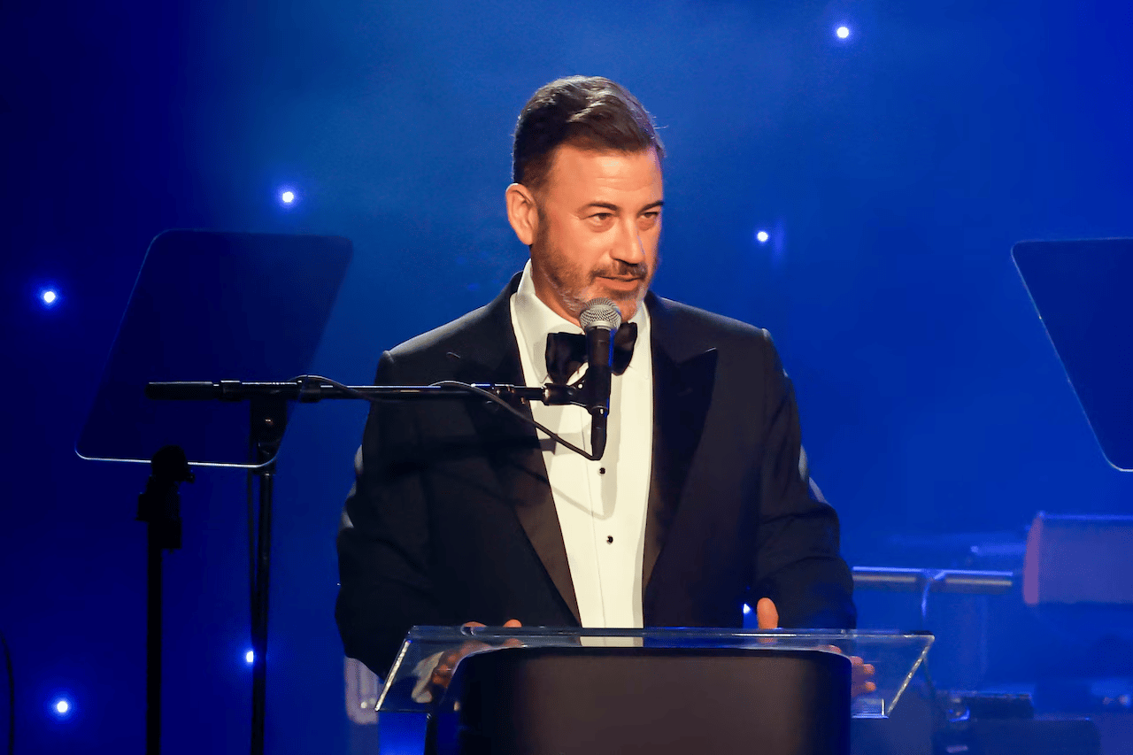 Jimmy Kimmel on the ABC late-night set after affiliates restore the show