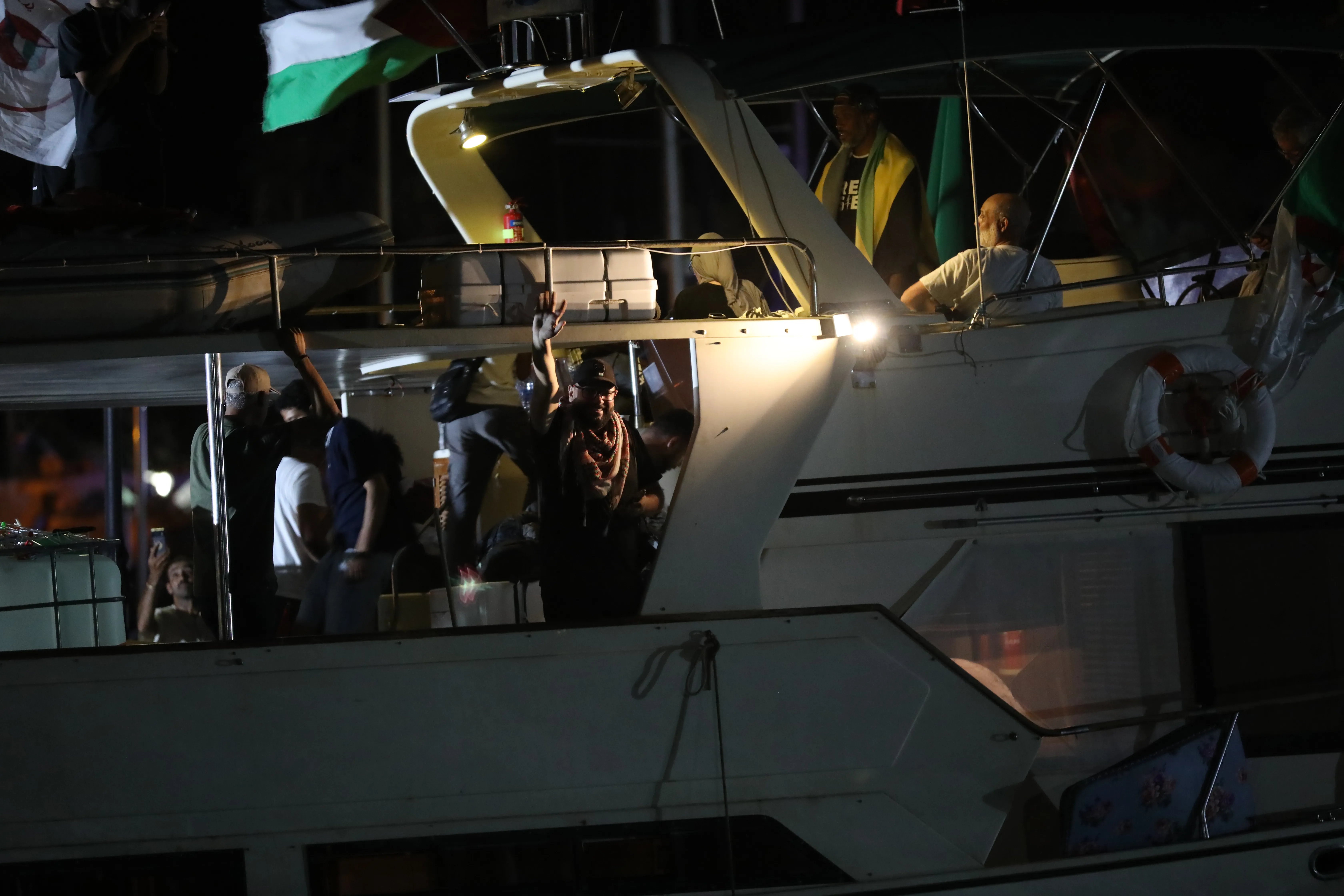 Aid flotilla boats report drone buzzing and communications jamming in the Mediterranean