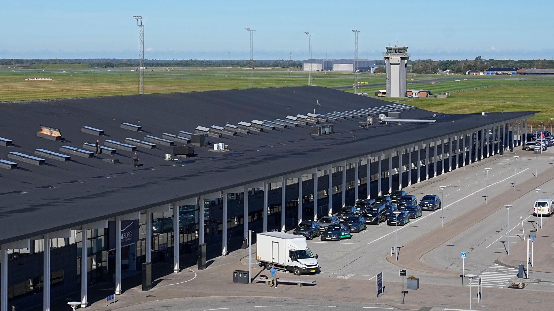 Aalborg Airport terminal with operations paused after reported drone sightings