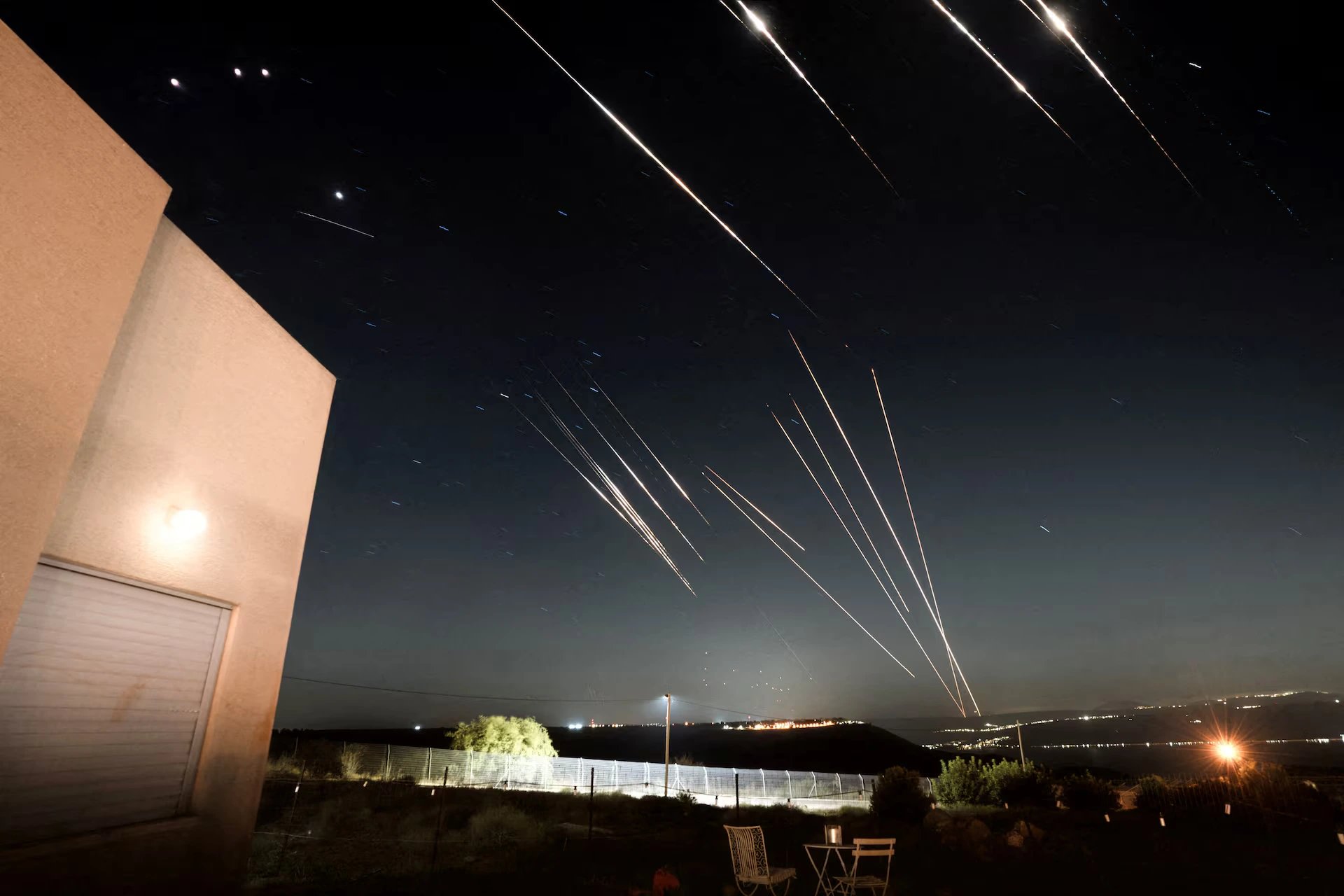 Missile interception over the region amid tensions involving Israel and Iran following the UN decision