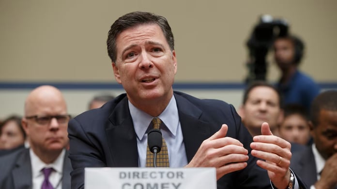 James Comey outside the federal courthouse in Alexandria, Virginia