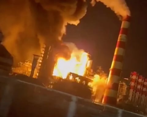 Novorossiysk oil terminal burning after reported Ukrainian sea drone strike