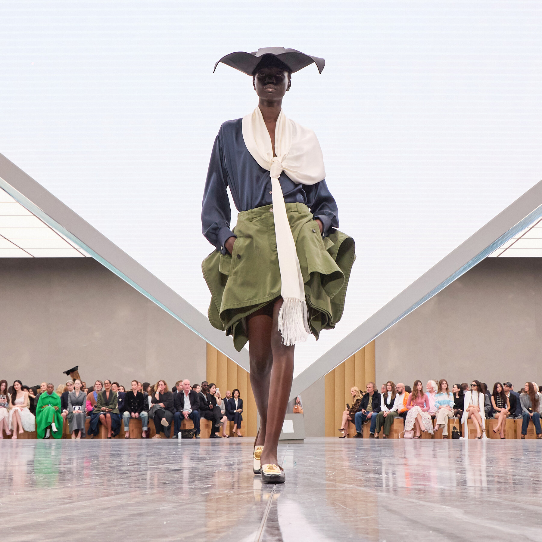 Shrunken Bar jacket with Stephen Jones tricorn hat at Christian Dior Spring/Summer 2026