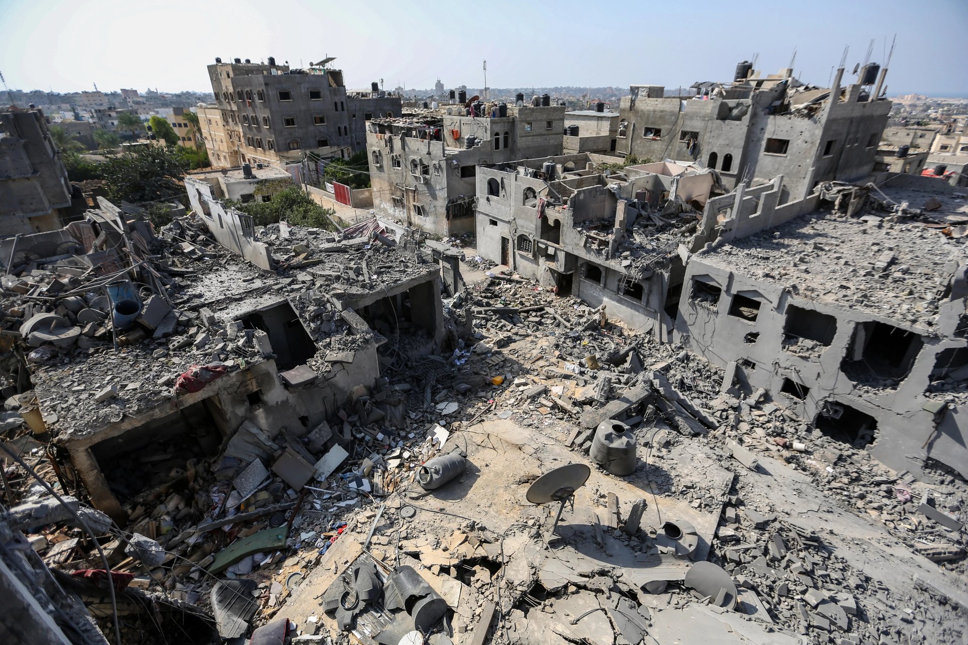 Satellite image showing damaged government buildings in Gaza City.