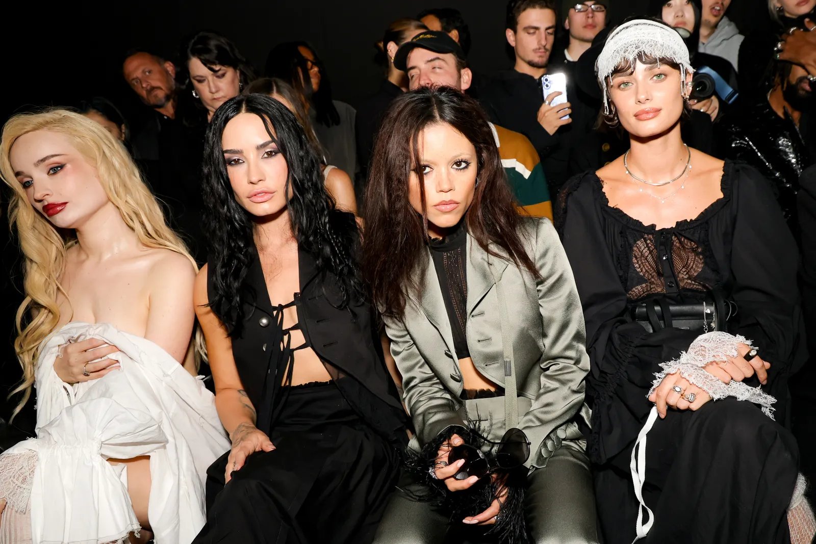 Jenna Ortega sits front row at Ann Demeulemeester during Paris Fashion Week, October 2025.