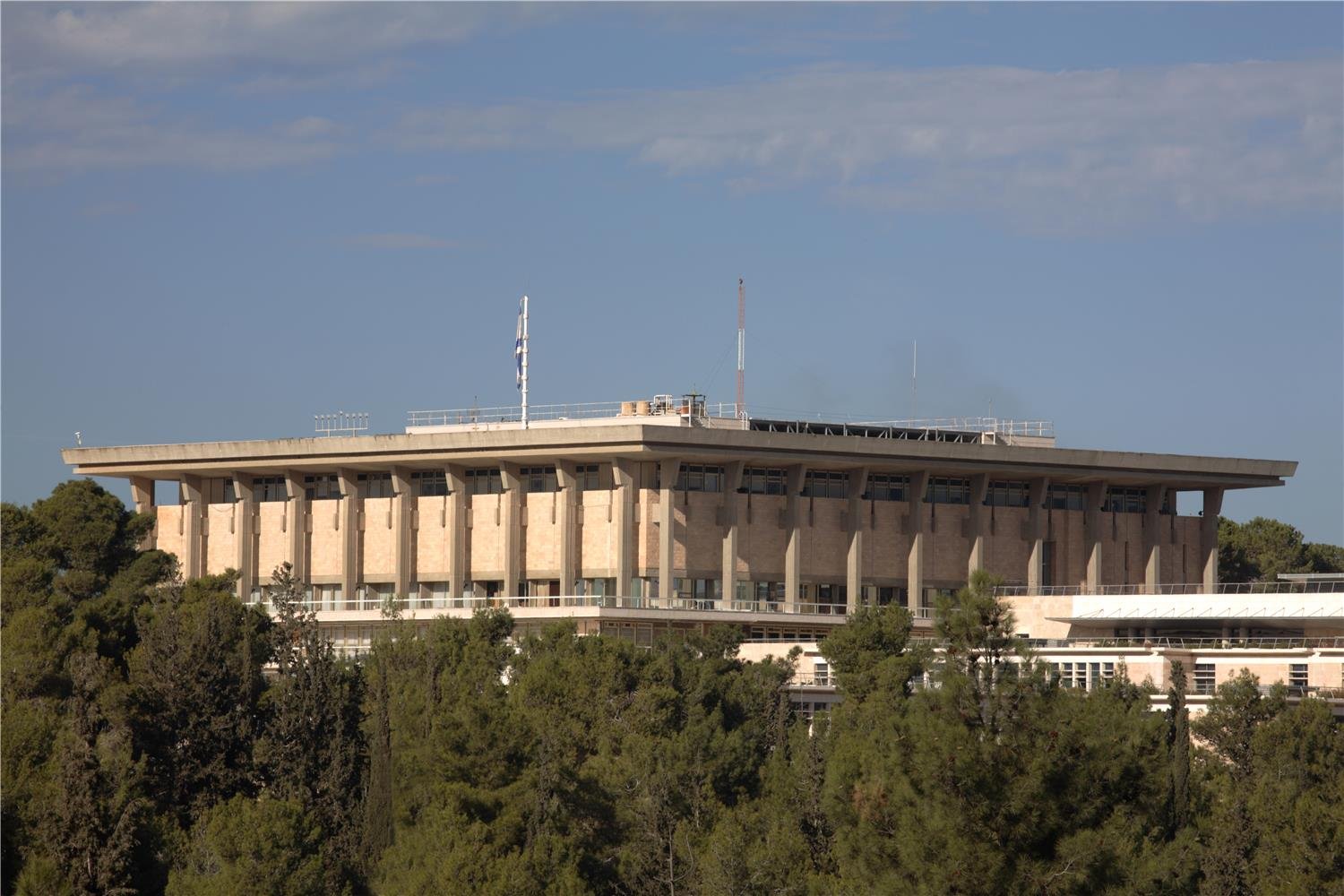 The Knesset building in Jerusalem on a clear day