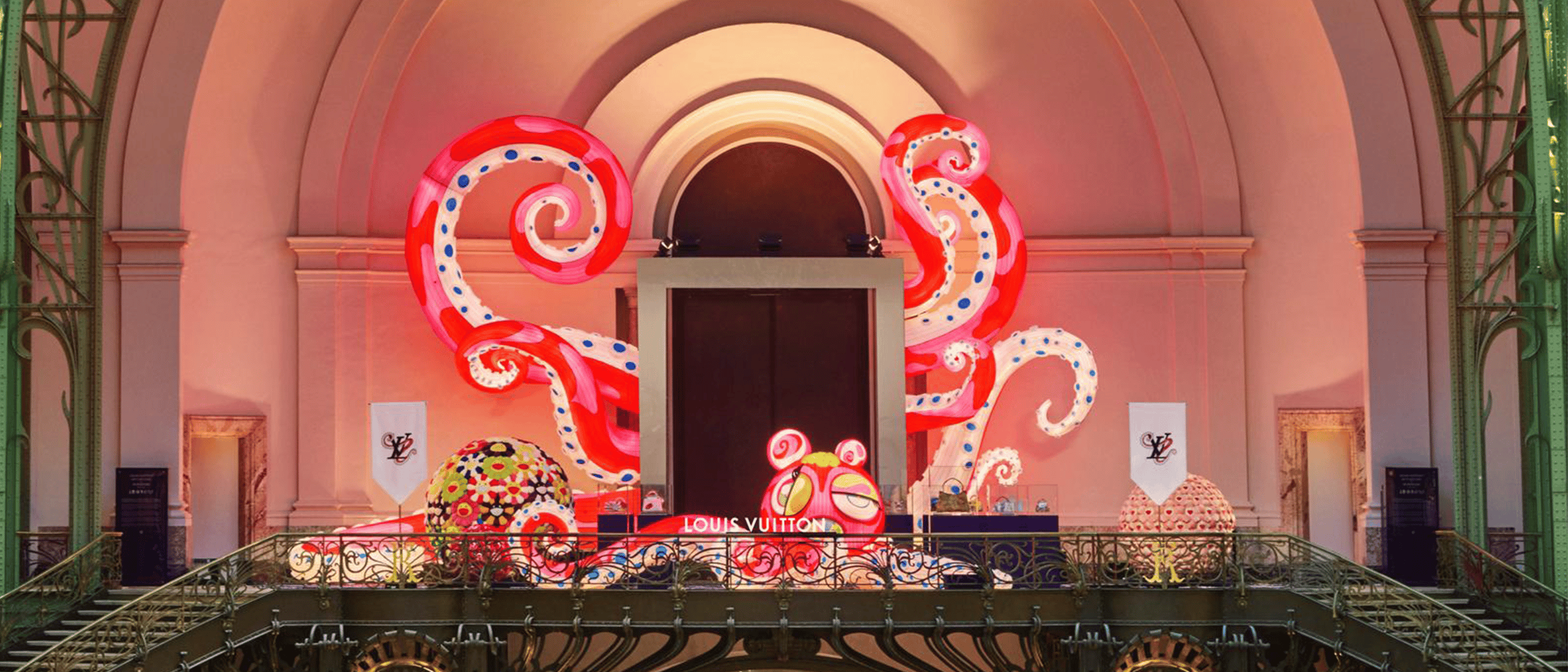 Octopus installation above Louis Vuitton’s Artycapucines display at the Grand Palais during Paris art week