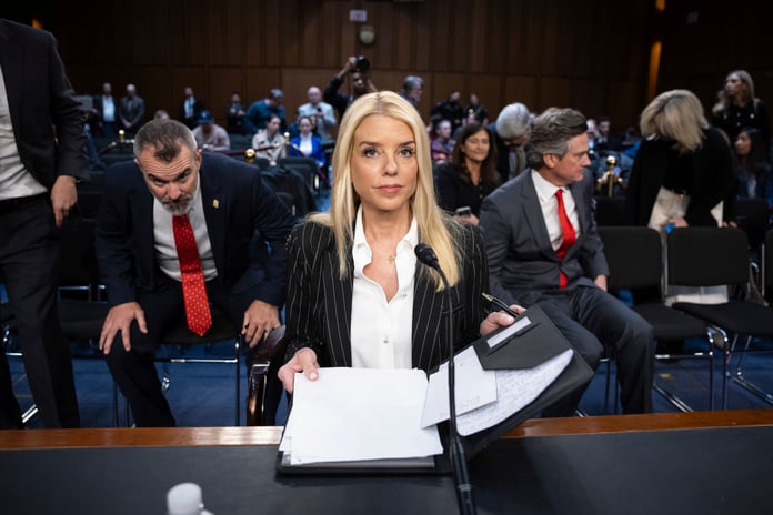 Bondi during Senate confirmation Pam Bondi answers questions during a Senate confirmation session