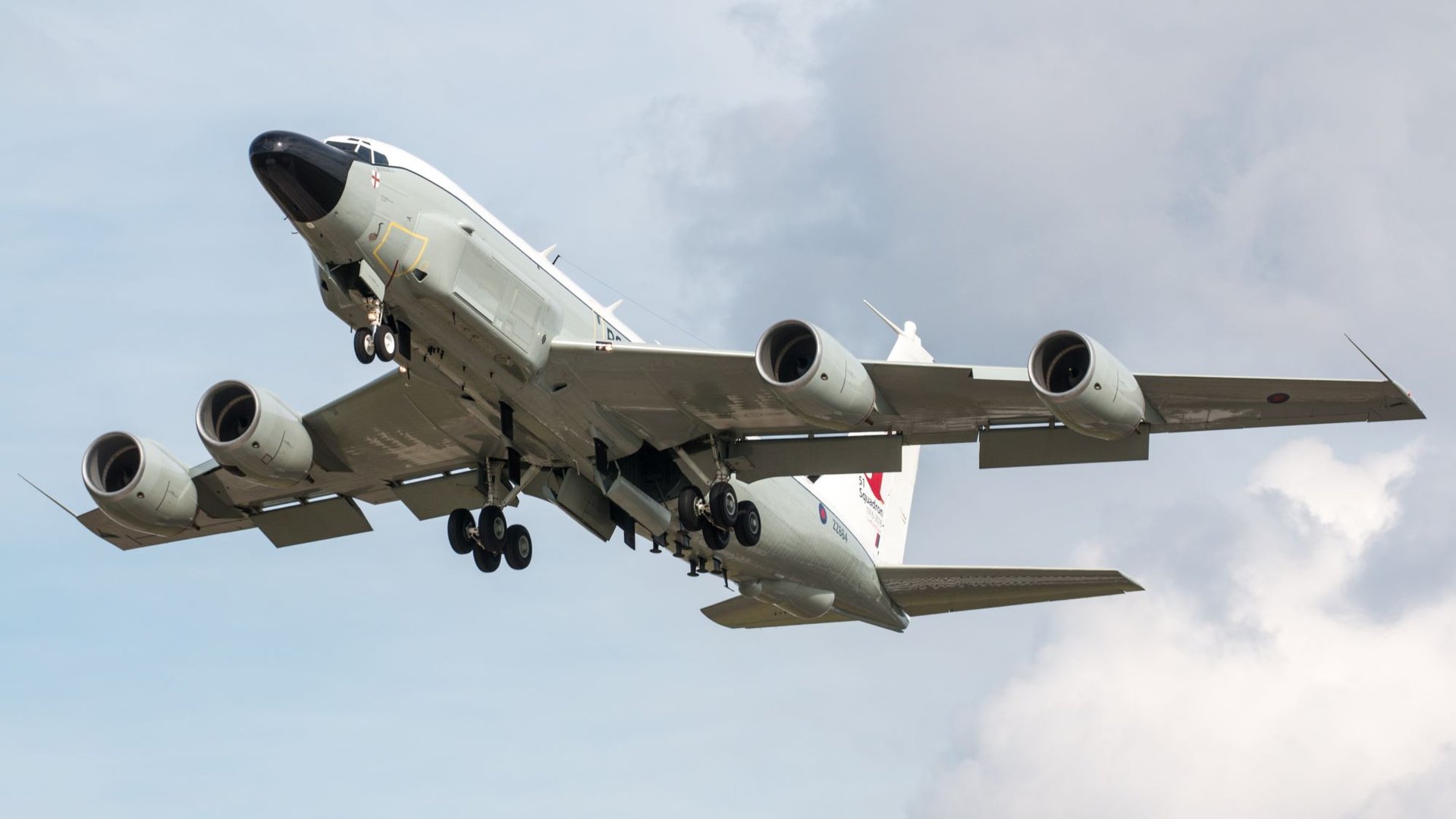 RAF surveillance aircraft deployed on a 12-hour patrol near Russia’s border with NATO partners.