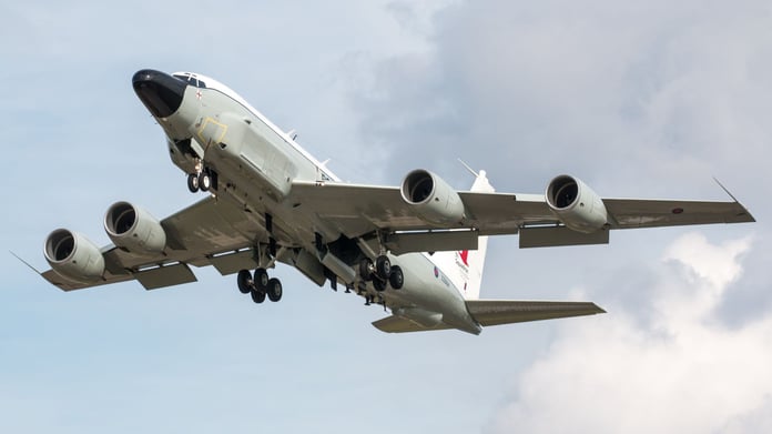 RAF surveillance aircraft deployed on a 12-hour patrol near Russia’s border with NATO partners.