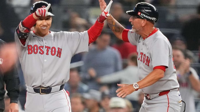 Masataka Yoshida delivers pinch-hit single to lift Red Sox past Yankees in Bronx Wild Card Game 1.