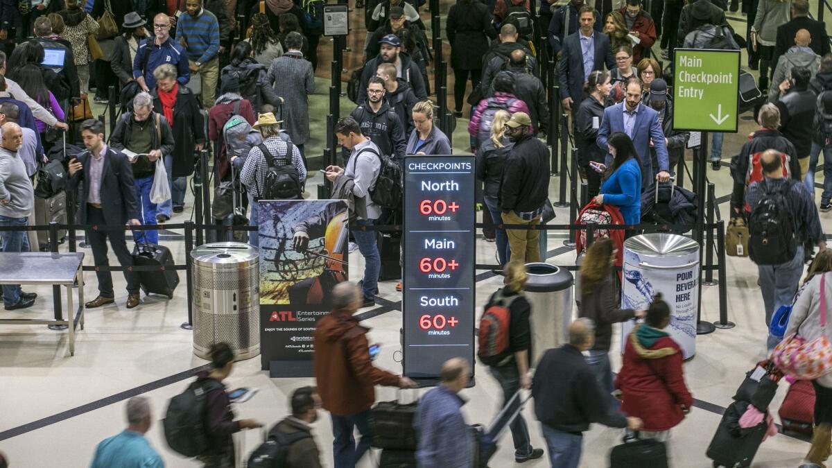 Government shutdowns in the United States, Passengers in long TSA security lines as staffing strains during shutdown