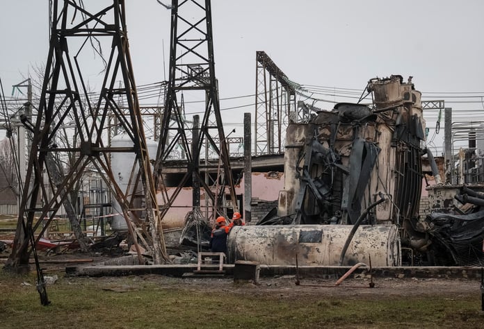 Damaged substation underscores pressure on Ukraine’s grid Damaged high-voltage substation equipment in central Ukraine after missile strikes