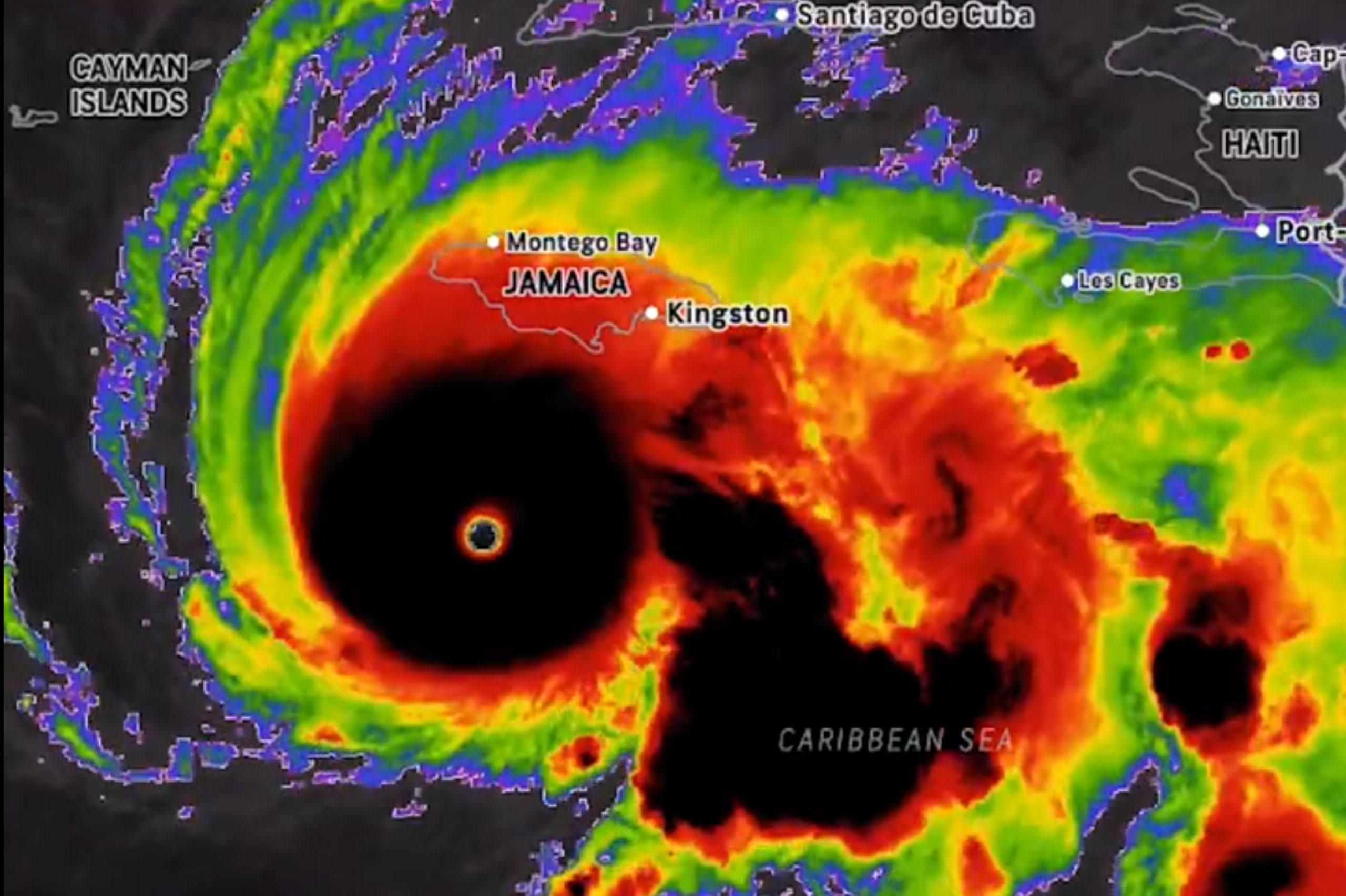 National Hurricane Center track and key messages for Hurricane Melissa showing a slow northward turn near Jamaica