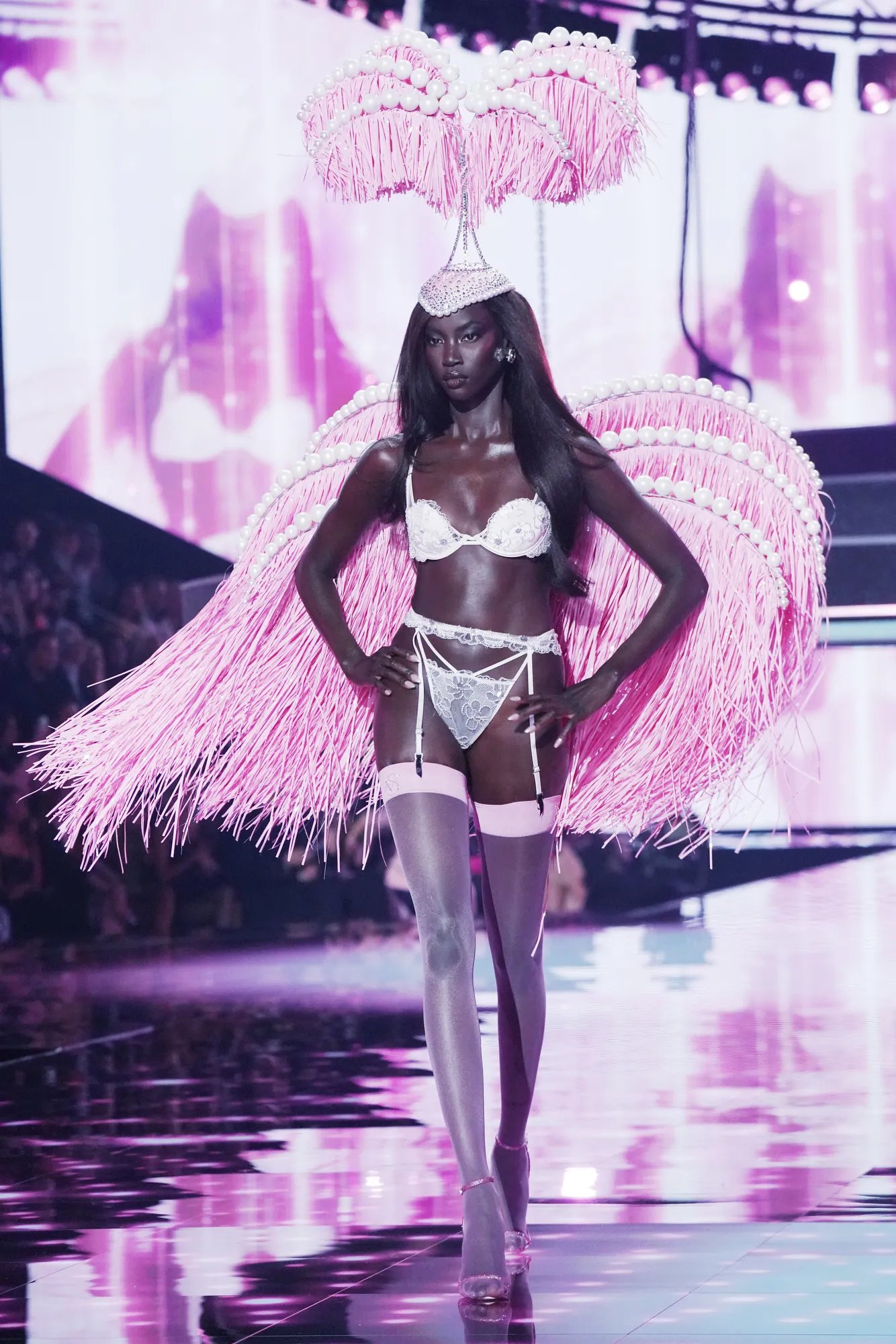 Anok Yai showcasing stunning runway style during 2025 fashion shows
