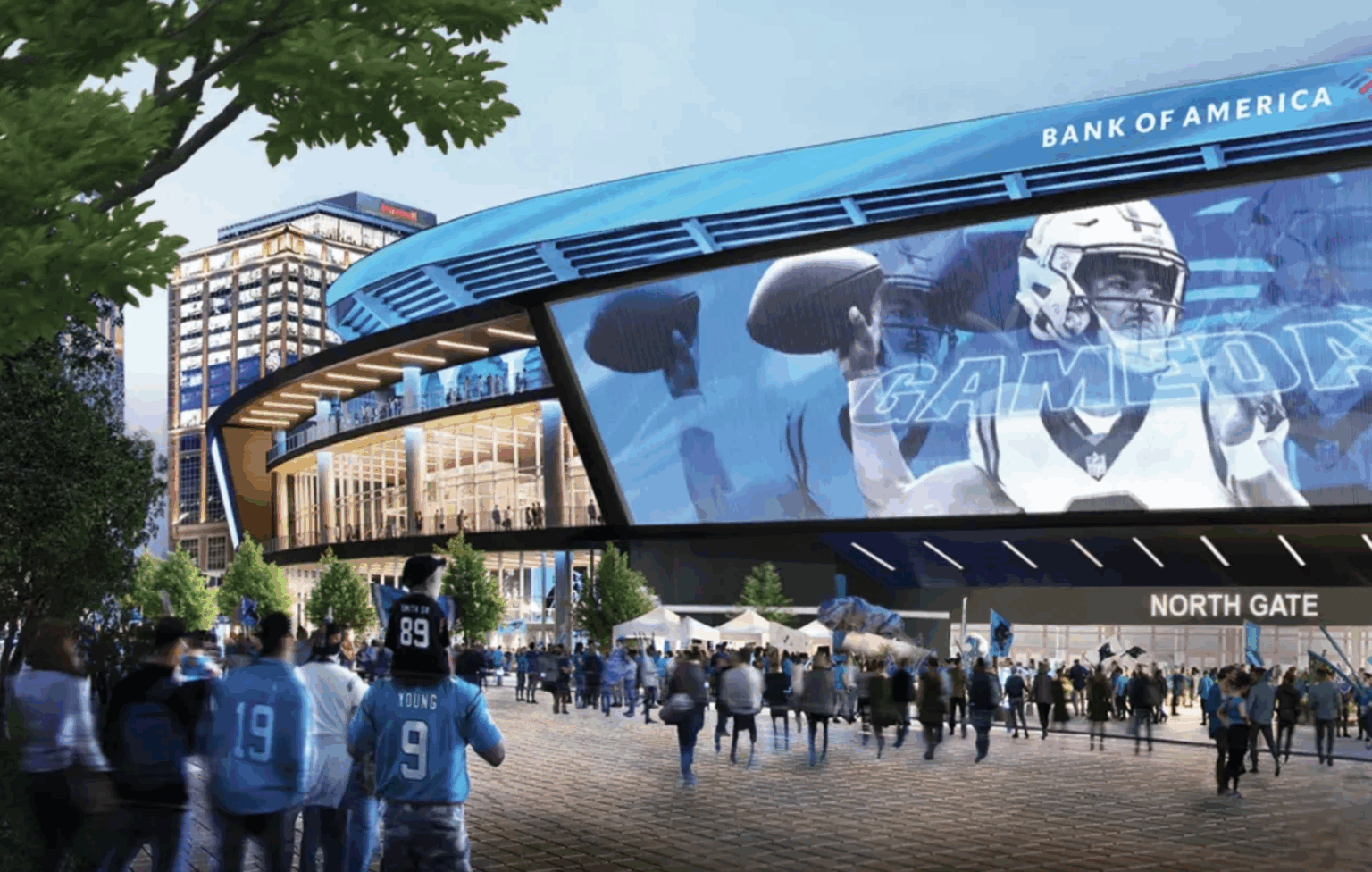 Exterior of Bank of America Stadium in Charlotte
