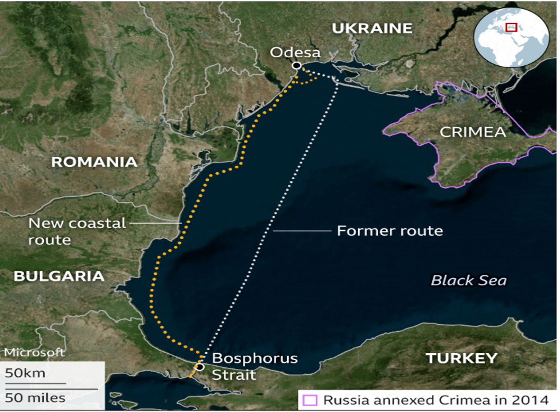 Map showing NATO’s Black Sea operations and Romania