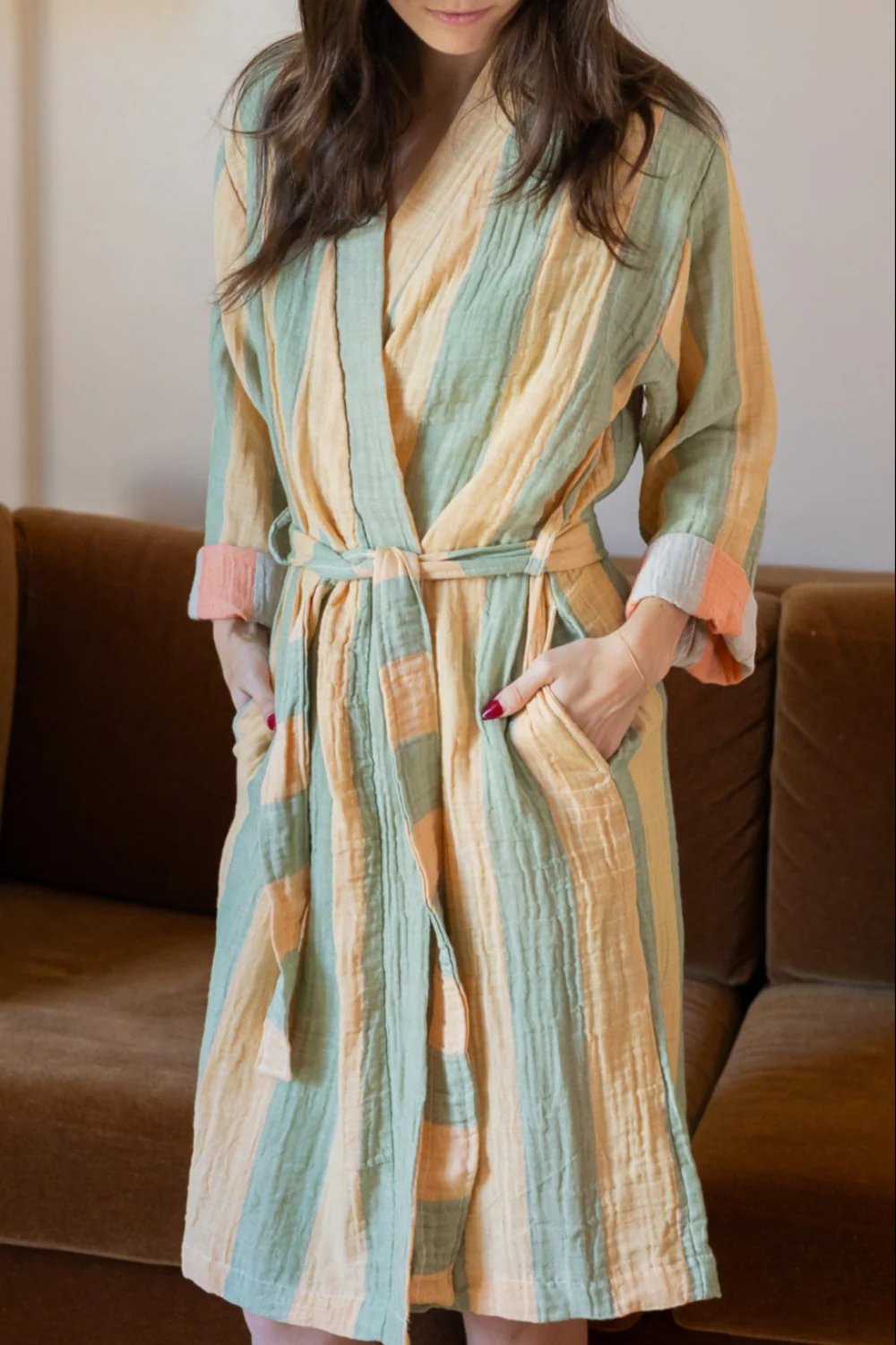 Plush Turkish Cotton Robe Plush Turkish cotton robe with vertical stripes