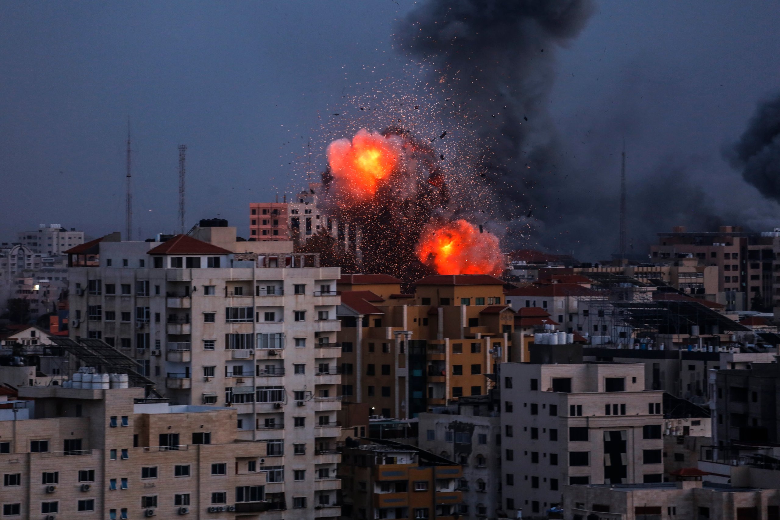 Gaza skyline with smoke rising after air attacks on day 700 of Israel Palestine conflict