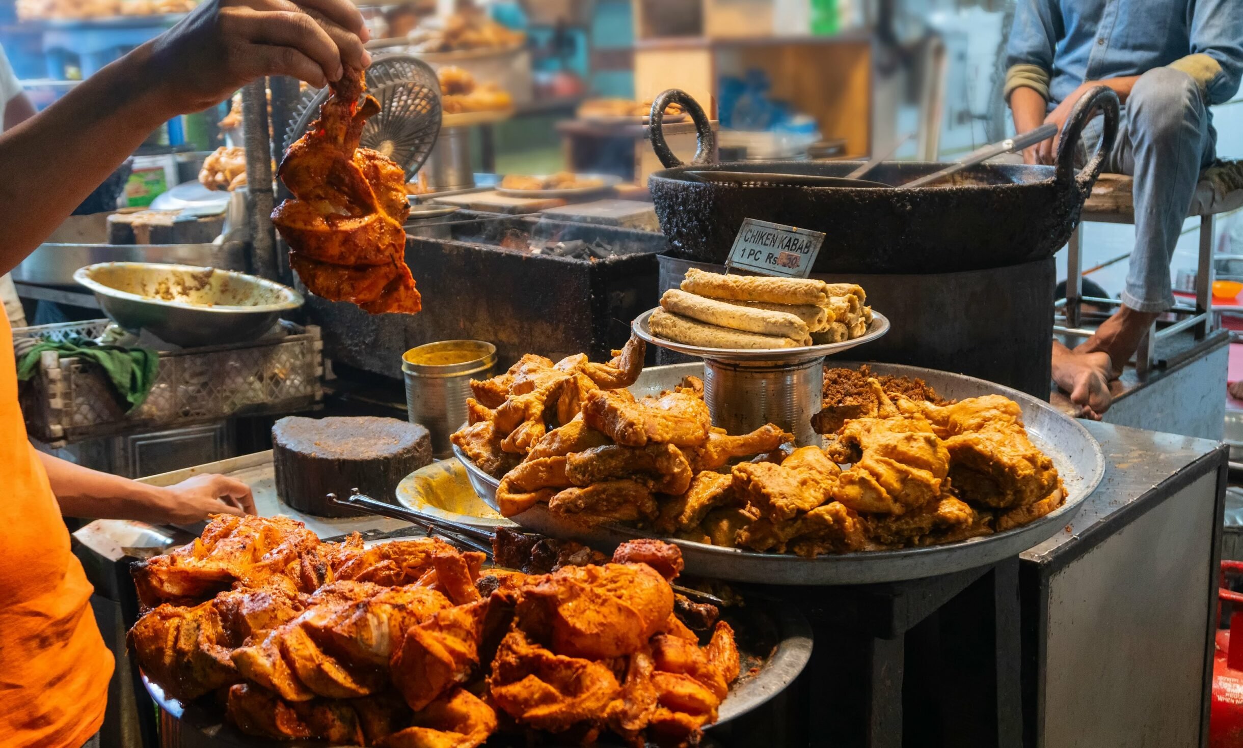 Indian Street Food Culture Bustling Indian street food market with various stalls