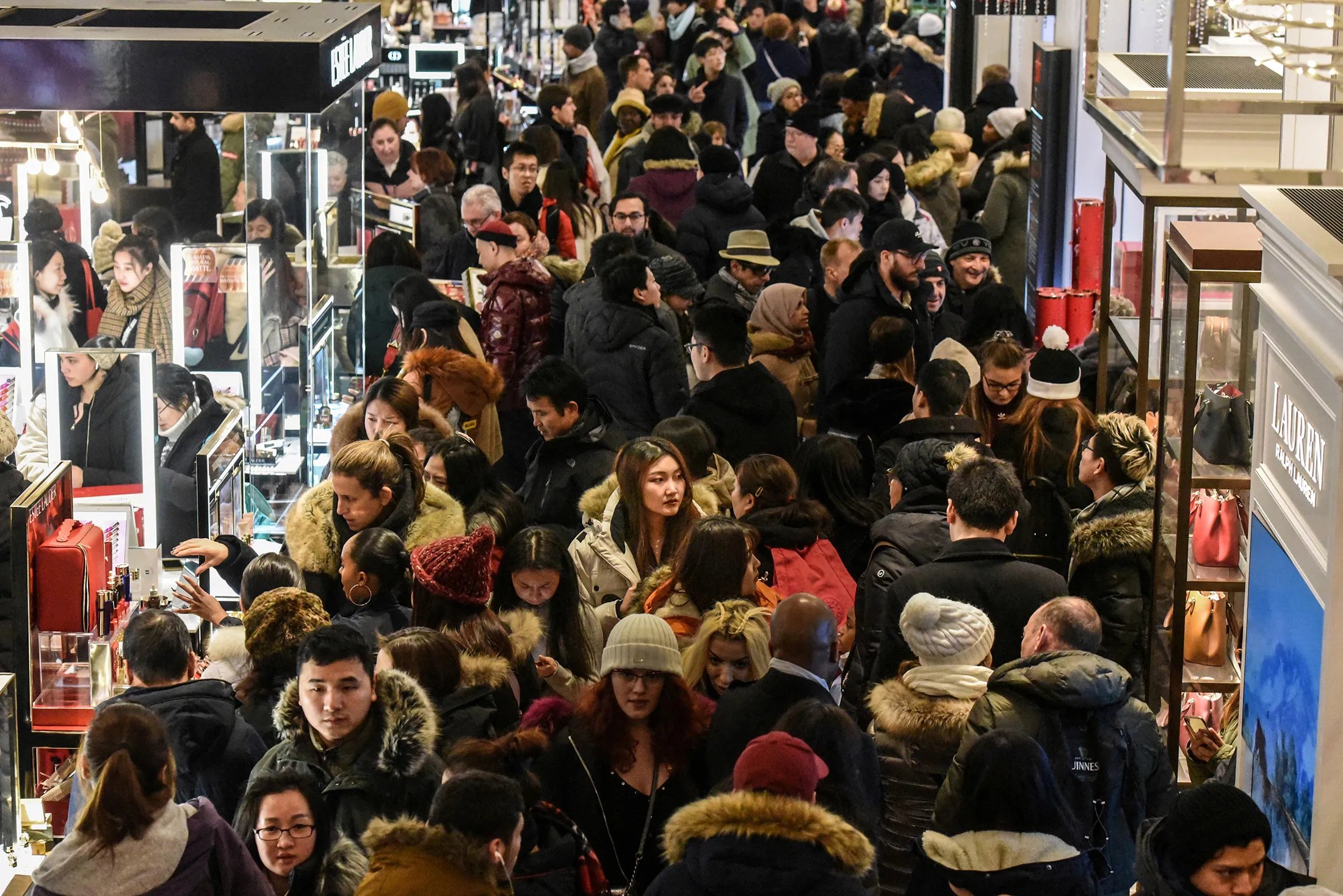 Shoppers crowding stores during Black Friday sales