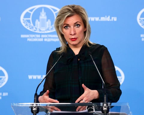 Maria Zakharova, Russian Foreign Ministry spokesperson, delivering a press briefing