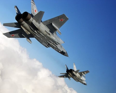 MiG-31 supersonic fighter jet in flight