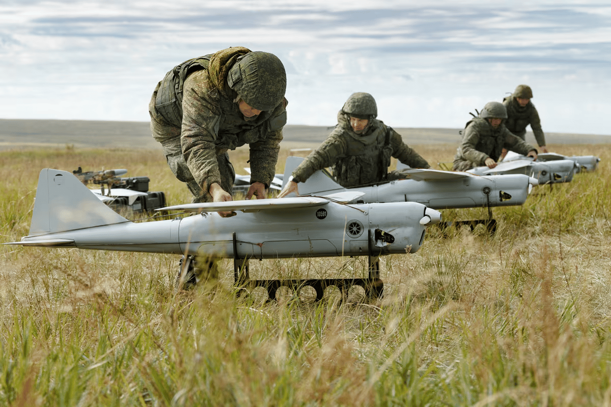 Russian military drones conducting surveillance and assault operations in Ukraine 2025