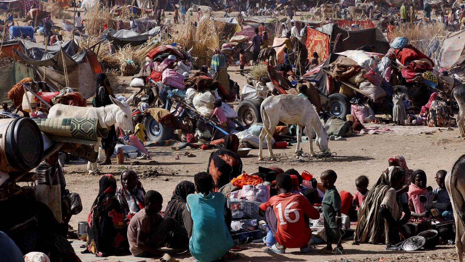 Sudanese Refugees Near Darfur, 2025 Sudanese refugees sheltering in camps near Darfur region due to civil war