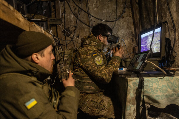 Ukrainian troops conducting drone strike in 2025