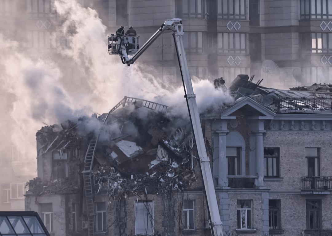 Aftermath of drone strikes in Volgograd, Russia during Ukraine conflict 2025