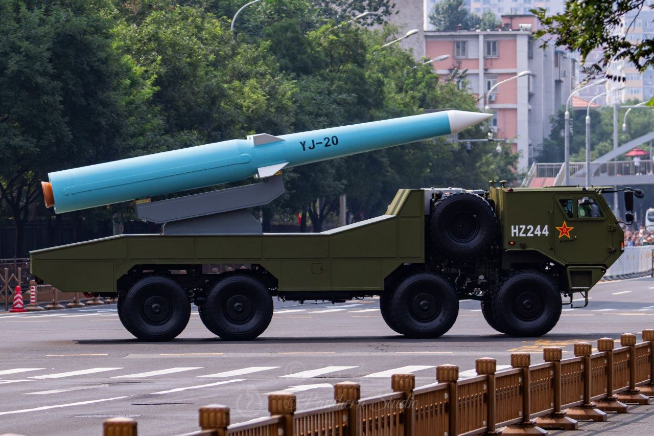 China's PLA Navy YJ-20 hypersonic anti-ship missile cold-launch from Type 055 destroyer Wuxi