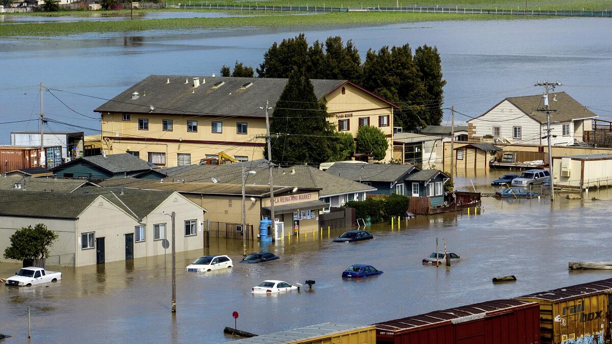 Flooded highways in California during catastrophic Christmas storm with 43 million residents under flood warnings