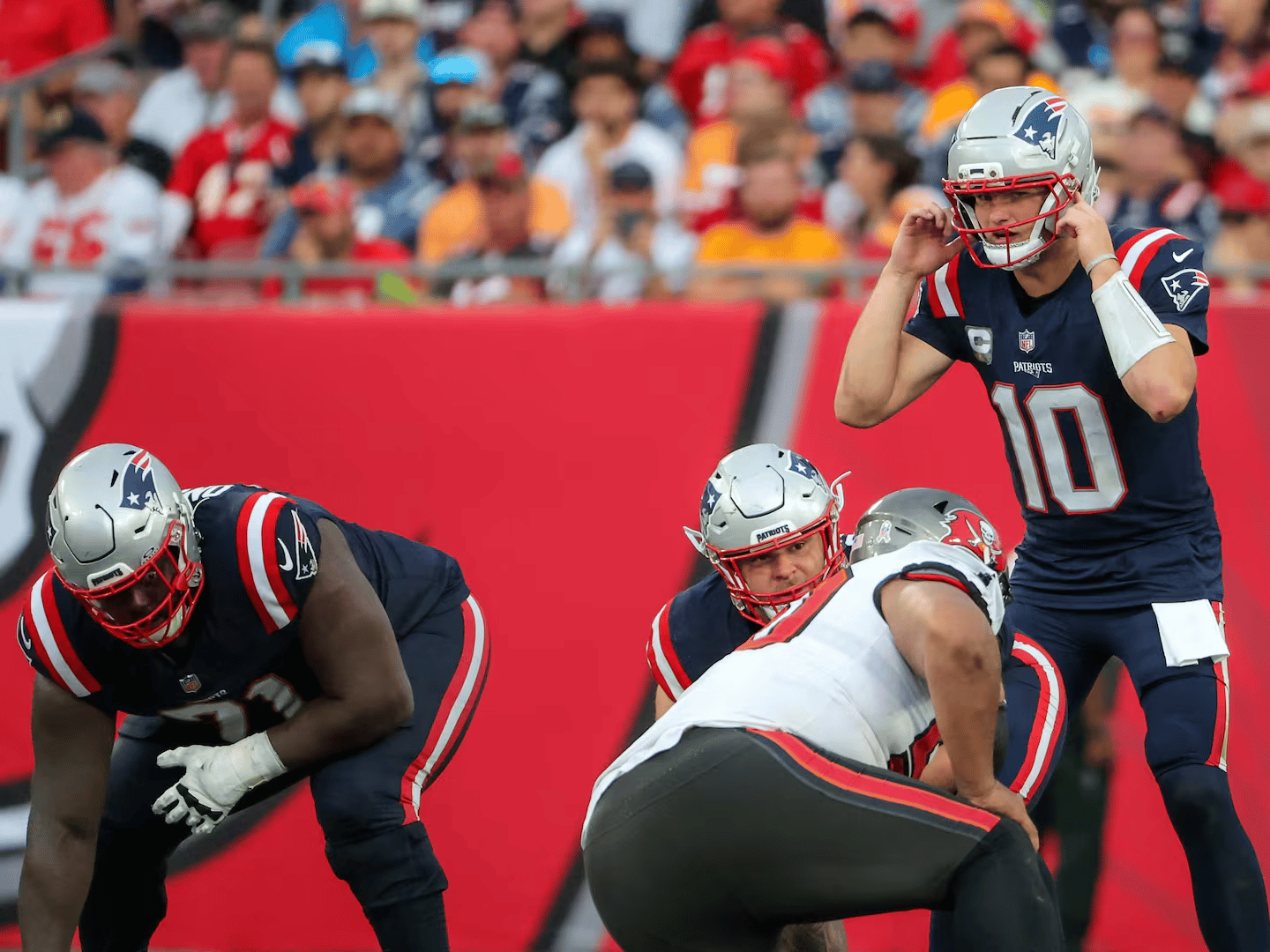 Drake Maye throwing touchdown pass for New England Patriots in 2025 MVP campaign