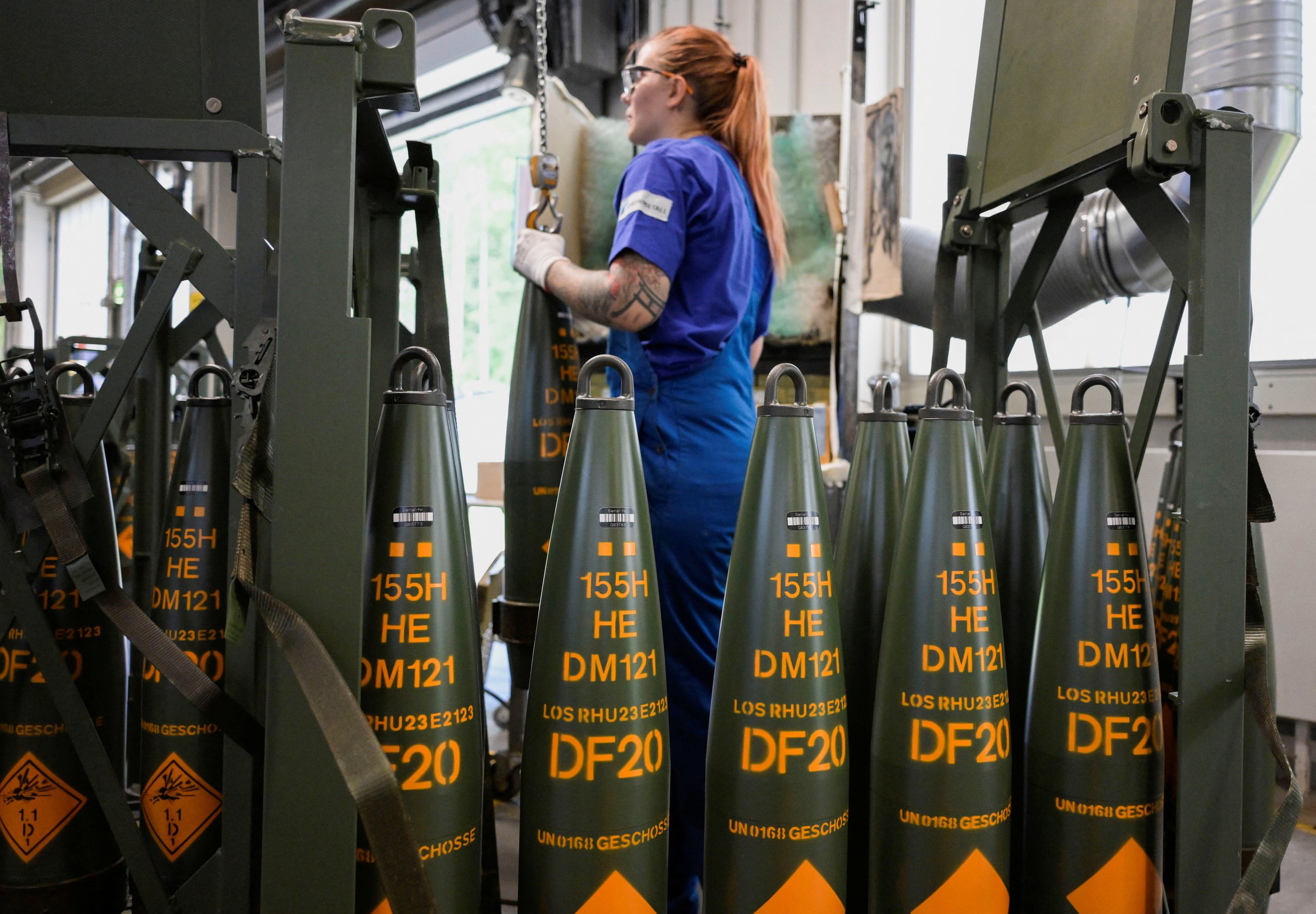 European defense contractors manufacturing 155-millimeter artillery shells as EU expands ammunition production capacity for Ukraine support