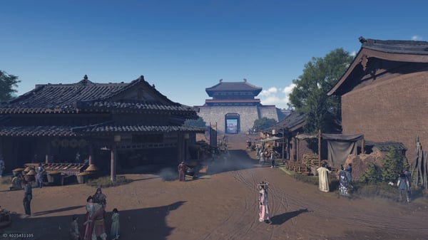 A stunning panoramic view of Kaifeng City in Where Winds Meet, showcasing its historically inspired ancient Chinese architecture, traditional buildings, and bustling urban landscape, serving as the primary setting for the 'Eastern Herald' investigative quest.