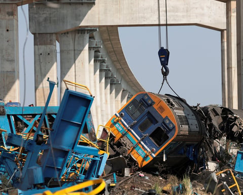 Derailment of passenger train in Nakhon Ratchasima, Thailand after crane collapse