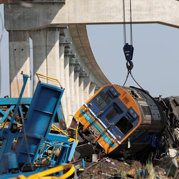 Derailment of passenger train in Nakhon Ratchasima, Thailand after crane collapse