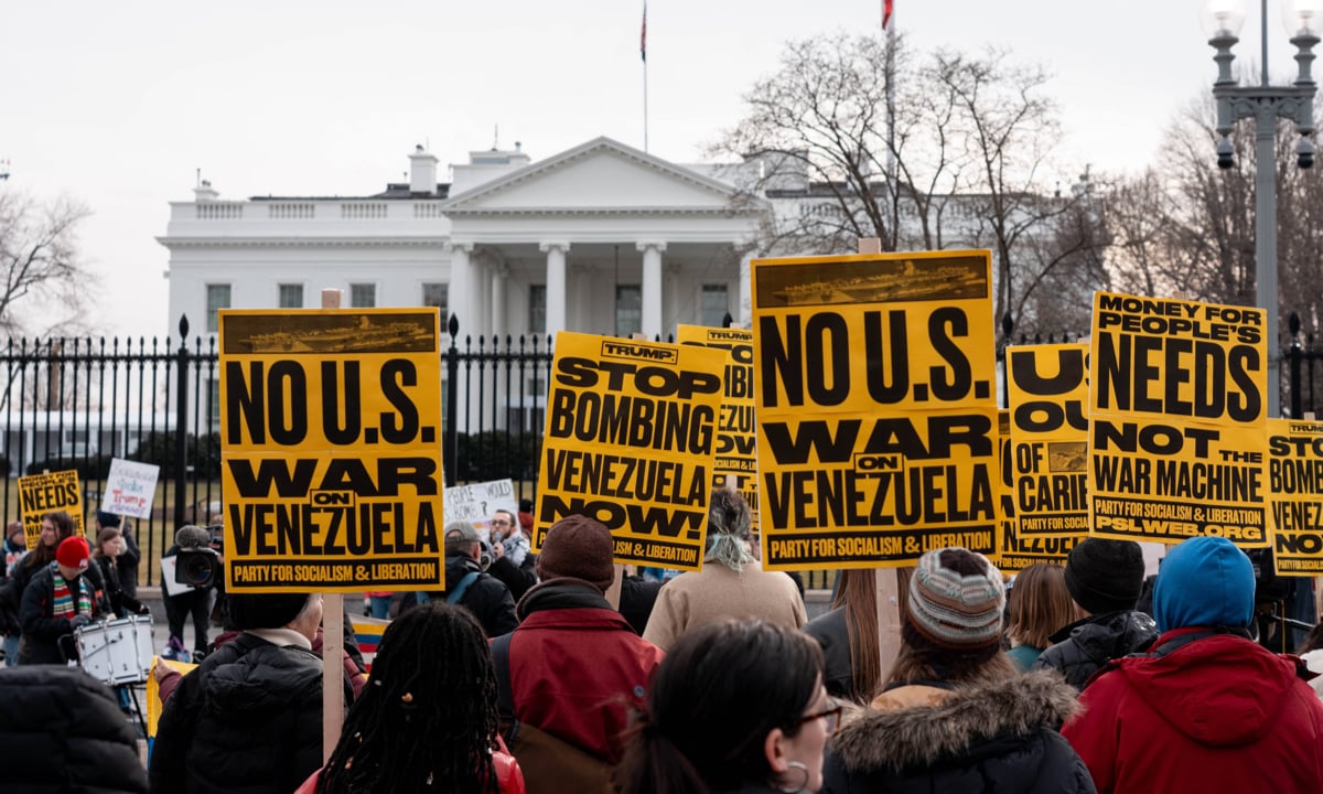 Venezuelan demonstrators react to US military strike on Venezuela
