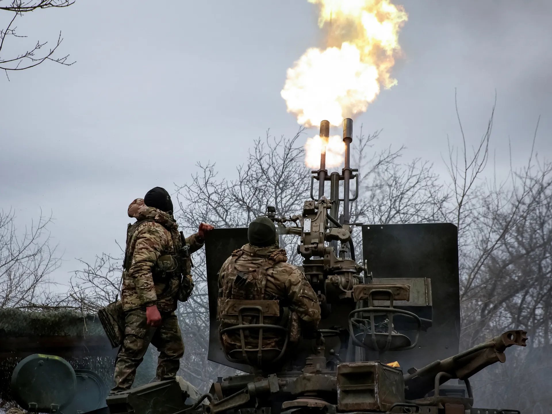 Russian artillery unit operating on the Ukraine frontline during the fourth year of the war
