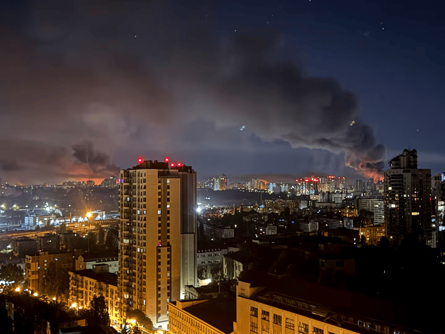 Russian missile and drone strikes over Kyiv residential area