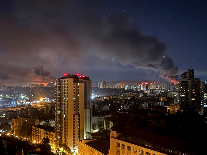 Russian missile and drone strikes over Kyiv residential area